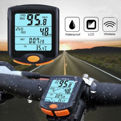 Funk Fahrradcomputer Kabellos LCD Fahrrad Tachometer Radfahren Kilometerzähler - Bild 1 von 4