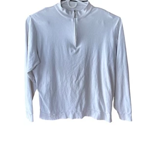 Suéter Peter Millar 1/4 Cremallera Para Hombre XL Blanco Algodón Manga Larga Pullover Golf - Imagen 1 de 8