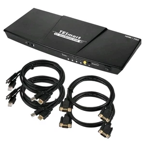 Tesmart KVM Switch 4:2 HDMI + VGA Dual-Monitor Full HD 1080p inkl. Fernbedienung - Bild 1 von 19