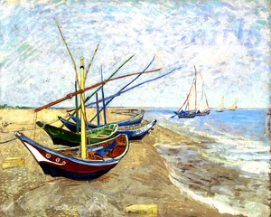 FISHING BOATS AT THE BEACH by Vincent Van Gogh Giclee Fine Art 8" x 10" Print - Picture 1 of 1