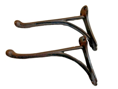 Pair Antique Vintage Cast Iron Wall Brackets Heavy Duty Industrial Shelf - Image 1 of 4