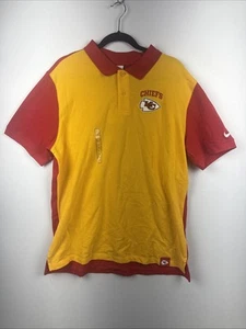 Kansas City Chiefs Polo Men's NFL Nike Large Blitz Pique Yellow Red NWT - Picture 1 of 8