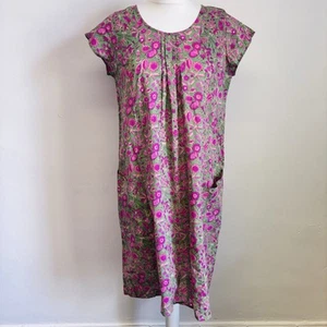 Noor Block Print Dress Size Small Green Pink Floral Cotton Boho Summer - Picture 1 of 11