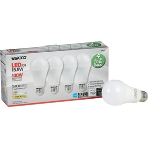 Satco 100W Equivalent Warm White A19 Medium LED Light Bulb (4-Pack) S28789 Satco - Picture 1 of 4