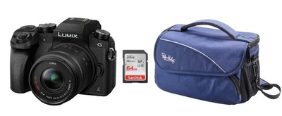 Panasonic Lumix DMC-G70 + Vario 14-42 mm 3,5-5,6 + Zubehörpaket: 64GB + Tasche - Bild 1 von 4