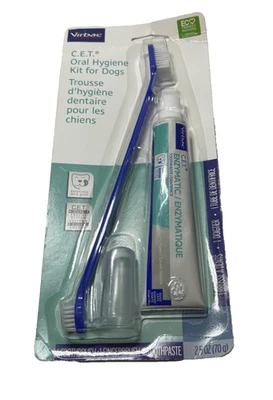 Virbac C.E.T. Oral Hygiene Kit for Dogs Toothpaste & Brush Set Poultry Flvr 2/26 - Image 1 of 4