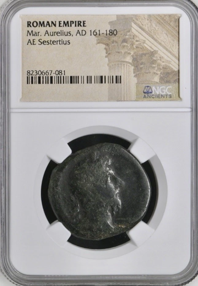 Emperor Marcus Aurelius Sestertius 161-180 AD NGC Certified Ancient Roman Coin - Image 1 of 4