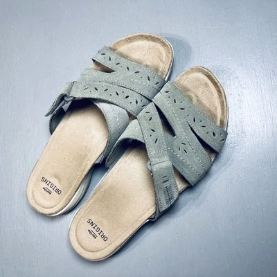 Sandalias Earth Origins Mujer’s 11 (anchas) Gamuza Slide Savoy Shantel Verde Salvia Foto 1 de 4