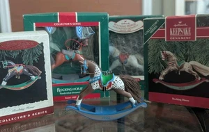 Vtg Lot 1991 Hallmark Keepsake Christmas Ornament Rocking Horse Collector Series - Picture 1 of 21