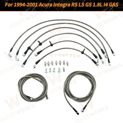 Front & Rear Brake Line Kit For 1994-2001 1997 1998 Acura Integra LS GS 1.8L L4 - Image 1 of 4