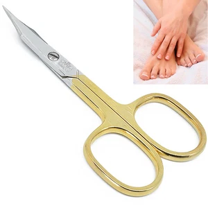 3.5" Gold Plated Curved Blade Tip Nail Scissors - Picture 1 of 9