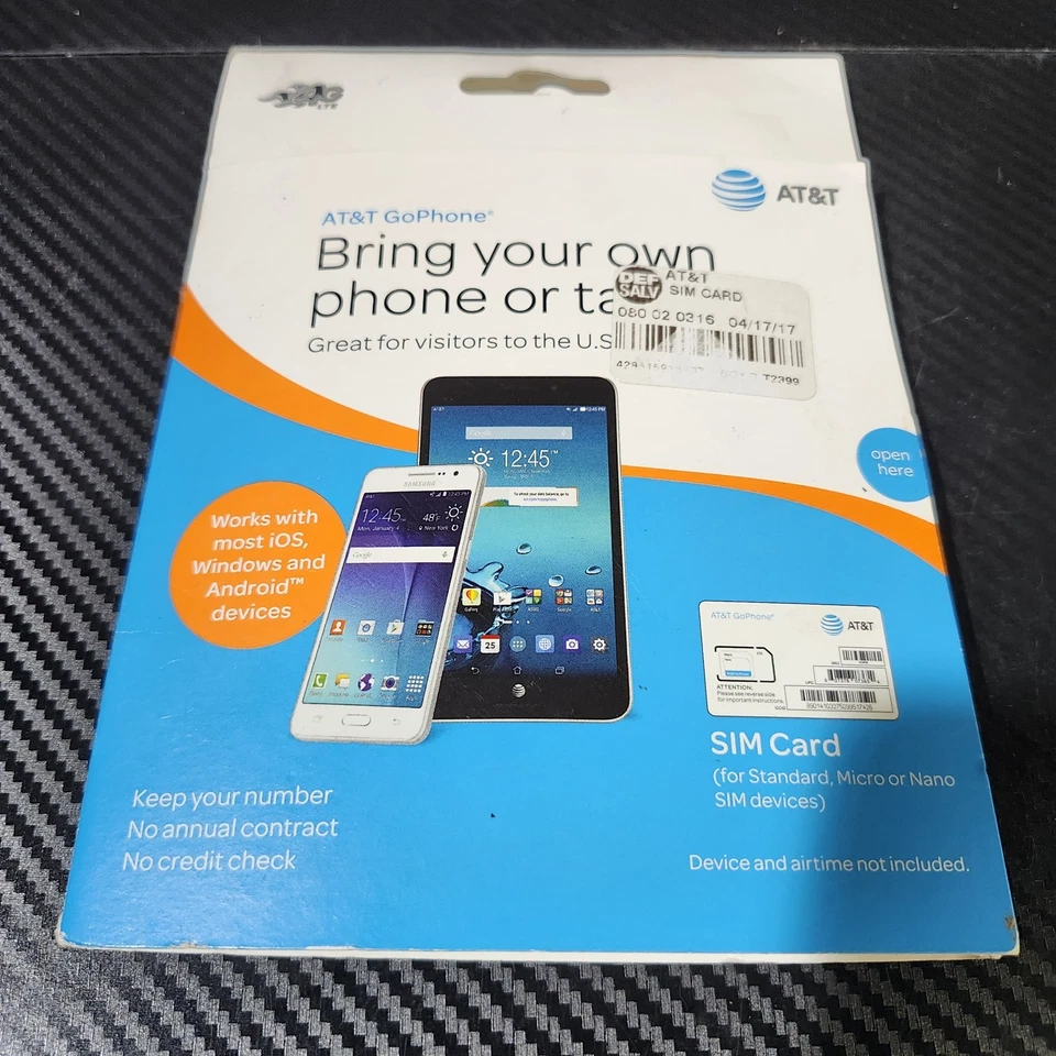 AT&T GoPhone SIM Card for Standard, Micro & Nano SIM Device * - Image 1 of 4