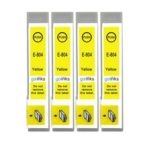 4 Yellow Ink Cartridges non-OEM to replace T0804 Compatible for Stylus Printers - Picture 1 of 2