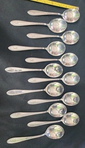 12er SET REED & BARTON VTG um 1930 SIR LARCELOT VERSILBERTE GUMBO SUPPENLÖFFEL🥣 - Bild 1 von 9