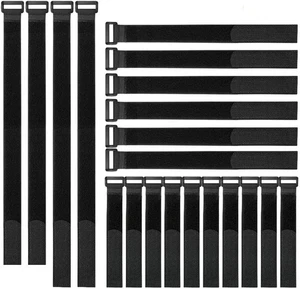 Hook & Loop Bulk Pk 20 Reusable Fastening Cable Ties with Buckle 8",12",18"20" - Picture 1 of 10