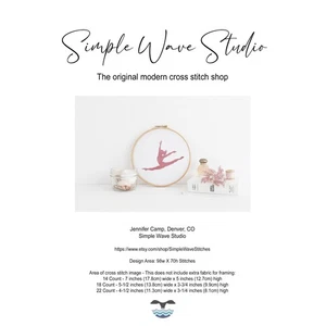 Turner Gymnastik Tanz rosa Split Sprung gezählt Kreuzstich Muster Tabelle - Bild 1 von 7