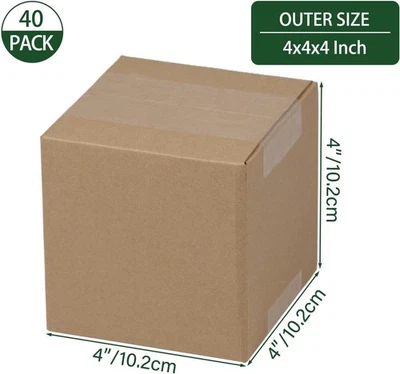 4x4x4 Shipping Boxes 40 Pack Brown Corrugated Cardboard Mailers Small Business - Image 1 of 4