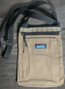 KAVU Seattle USA Crossbody Outdoor Hiking Satchel Neutral Tan/Brown Adjustable - Picture 1 of 6