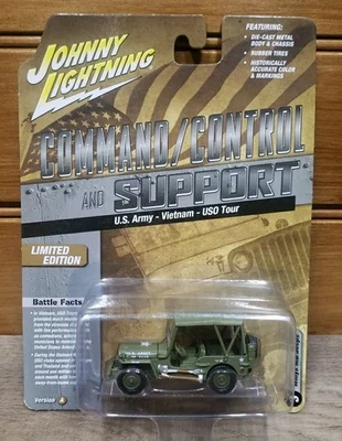 Jeep Johnny Lightning Command/Control Willis MB Ejército de EE. UU. - Gira Vietnam USO Foto 1 de 4