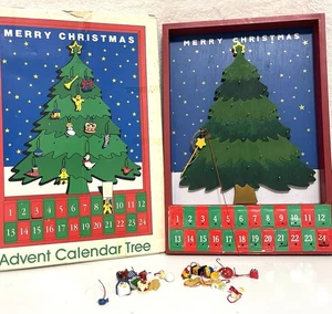 Vintage Department 56 Advent Calendar Tree w/ 24 Miniature Wood Ornaments *READ* - Picture 1 of 5