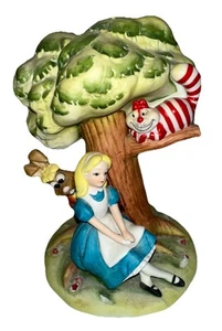 Disney Alice In Wonderland Figurine Under Tree with Rabbit Cheshire Cat Detailed - Picture 1 of 10