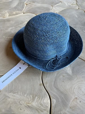 Helen Kaminski Provence 8  Raffia Hat Sapphire Blue Size Adjust Rollable - Изображение 1 из 4