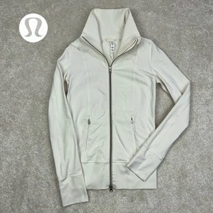Lululemon Athletica Women’s Daily Yoga Polar Cream Luon W4A41S Zip Jacket Sz 2 - Picture 1 of 16