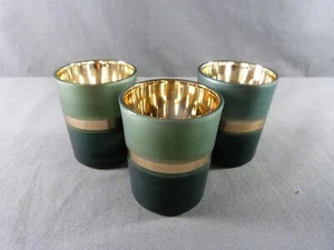 Französische Schnapsgläser mit grünen und goldenen Glaswaren, Vintage Becher, Trinken - Bild 1 von 10