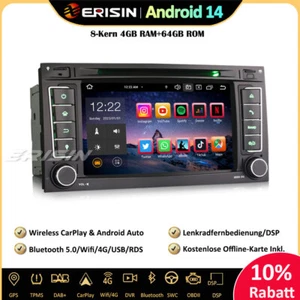 8-Kern Android 14.0 Autoradio GPS DVD DAB+SWC CarPlay Für VW T5 Multivan Touareg - Bild 1 von 16