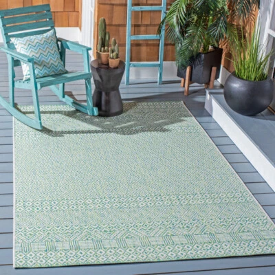 SAFAVIEH Outdoor CY8235-55712 Courtyard Ivory / Green Rug - Image 1 of 4
