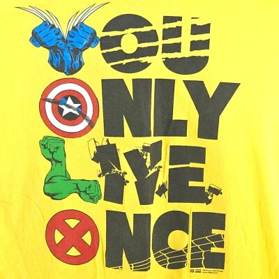 Camiseta Marvel Superhéroe YOLO Gráfica Hombres XXL Nerd Retro Años 90 Estilo Geek MCU Foto 1 de 4