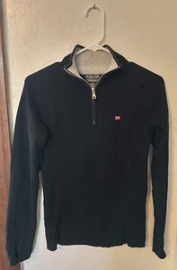 Ralph Lauren Polo Jeans Company Suéter Mediano Para Hombre Negro 1/4 Cremallera Cuello Tejido - Imagen 1 de 10