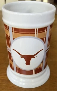 NCAA University of Texas Longhorns Logo Large White & Plaid Beer Stein Mug - NEW - Picture 1 of 6