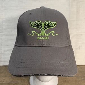 Maui Dolphin Tail Hat Cap Hawaiian Headwear Adjustable Grey Green Embroidered - Picture 1 of 10