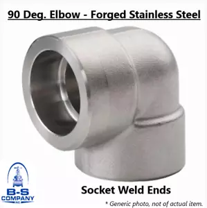 90 Degree Elbow 1" 6000 Forged Stainless Steel 304/304L Socket Weld Fitting - Picture 1 of 4