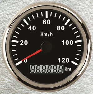 85MM GPS Speedometer 120KMH Odometer Gauge for Car Truck Motorcycle Marine Black - Picture 1 of 7