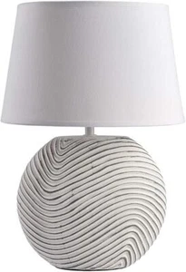 Tischlampe Tischleuchte Wohnzimmer Nachttischlampe E14 Weiß mit Schirm 38cm - Bild 1 von 12