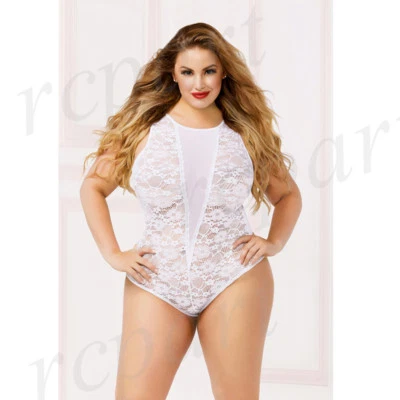 Nuevo Mujeres Sexy Íntimo Regalo Lencería Encaje Plus Peluche Blanco 1X/2X 3X/4X 10863X Foto 1 de 4