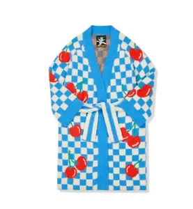 Wiggle Wiggle Cherry Lounge Long Bathrobe Night Fluffy Soft Dressing Gown - Picture 1 of 12