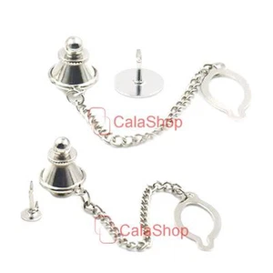 Open Oval Ring Clothes Patch Badges 3/8" 10mm Breastpin Tie Tack Locking Clasps - Picture 1 of 6