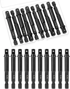 10 Pcs Hex Impact Adapter Square 1/4" Square Socket Set, Drill Socket Adapter - Picture 1 of 3