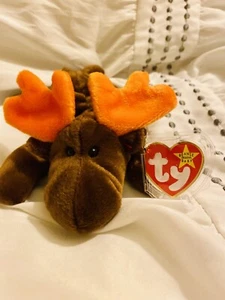 Chocolate the Moose, Style #4015 (beanie babies ty) RARE WITH SWING AND TUSH TAG - Picture 1 of 11