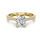 IGI GIA Lab Grown Diamond Engagement Ring 1.40 Carat 14K Yellow Gold Oval Cut