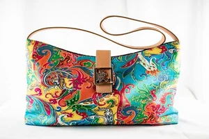 RALPH LAUREN New Turquoise Yellow Floral Paisley Women Satchel Handbag - Picture 1 of 15