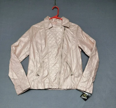 NWT~ART CLASS Girls XL (14-16)  Faux Leather Full Zip Moto Jacket Pale Pink - Image 1 of 4