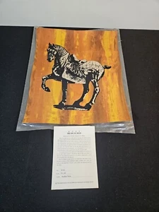 Vtg BATIK Art Standing Horse 17"x 14” Numbered Cloth Print Republic of China - Picture 1 of 5