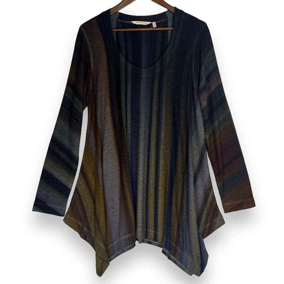 Blusa Suéter Suave Envolventes Esha Rayas Mordedura de Tiburón Dobladillo Cuello Redondo M Foto 1 de 4