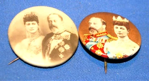 Two antique King Edward VII commemorative coronation 1902 badges - Picture 1 of 2