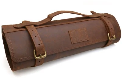 Yoshihiro Genuine Natural Leather Knife Culinary Roll Storage Bag Case (Brown) - Image 1 of 4