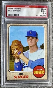 1968 Topps #249 Bill Singer Dodgers Pitcher Vintage Graded PSA 5.5 FREE SHIPPING - Picture 1 of 2